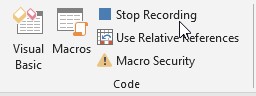 stop recording macro excel